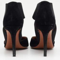 Pre Owned Alaia Black Suede And Stretch Band Cross Strap Sandals Size 40