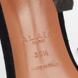 Pre Owned Alaia Black Suede Leather Chamois Bombe Ankle Cuff Sandals Size 39.5