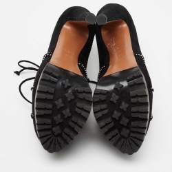 Pre Owned Alaia Black Suede Studded Platform Hiking Booties Size 39