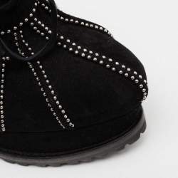 Pre Owned Alaia Black Suede Studded Platform Hiking Booties Size 39