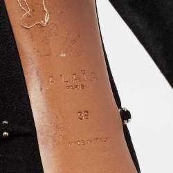 Pre Owned Alaia Black Suede Studded Platform Hiking Booties Size 39