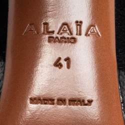 AlaÏa Black Leather, Suede and Lizard Embossed Cut Out Ankle-Strap Sandals Size 41