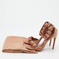Alaia Beige Suede Bombe Ankle Strap Sandals Size 36
