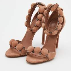 Alaia Beige Suede Bombe Ankle Strap Sandals Size 36