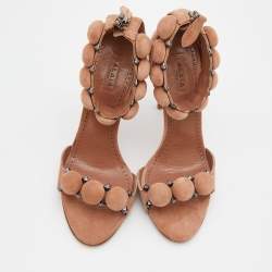 Alaia Beige Suede Bombe Ankle Strap Sandals Size 36