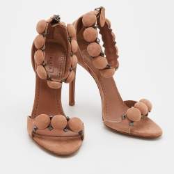 Alaia Beige Suede Bombe Ankle Strap Sandals Size 36