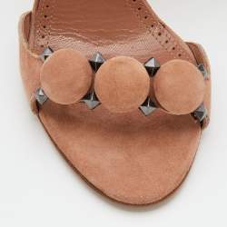 Alaia Beige Suede Bombe Ankle Strap Sandals Size 36