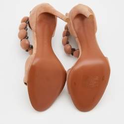 Alaia Beige Suede Bombe Ankle Strap Sandals Size 36