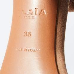 Alaia Beige Suede Bombe Ankle Strap Sandals Size 36