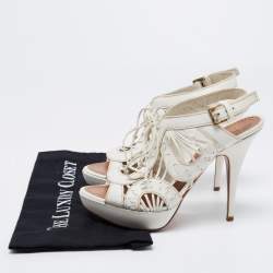 Alaia White Leather Lace Up Platform Sandals Size 39.5