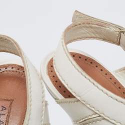 Alaia White Leather Lace Up Platform Sandals Size 39.5