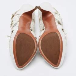 Alaia White Leather Lace Up Platform Sandals Size 39.5