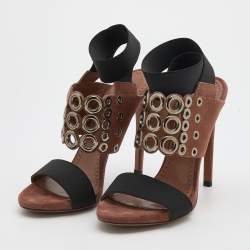Pre Owned Alaia Brown Suede Eyelet Ankle Wrap Sandals Size 38.5
