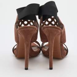 Pre Owned Alaia Brown Suede Eyelet Ankle Wrap Sandals Size 38.5