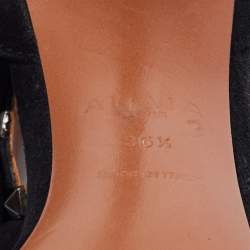 Pre Owned Alaia Black Suede Bombe Ankle Strap Sandals Size 36.5