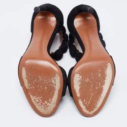 Pre Owned Alaia Black Suede Bombe Ankle Strap Sandals Size 36.5