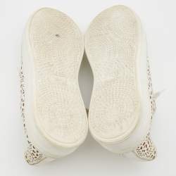 Pre Owned Alaia White Laser Cut Leather Low Top Sneakers Size 38