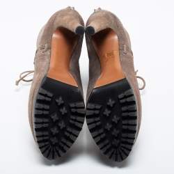 Alaia Beige Suede Studded Lace Up Platform Booties Size 40