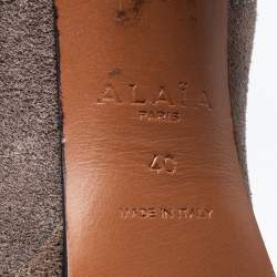 Alaia Beige Suede Studded Lace Up Platform Booties Size 40