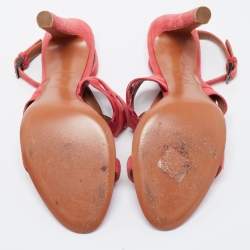 Pre Owned Alaia Pink Suede Cut Out Open Toe Sandals Size 38.5