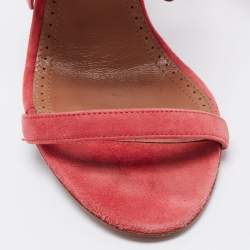 Pre Owned Alaia Pink Suede Cut Out Open Toe Sandals Size 38.5