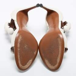 Alaia White Leather Bombe Stud Embellished Open Toe Sandals  Size 38
