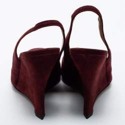 Pre Owned Alaia Burgundy Suede Wedge Slingback Pumps Size 40
