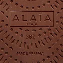Alaia Beige Perforated Leather Flat Slides Size 36.5