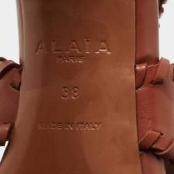 Pre Owned Alaia Brown Leather Whipstitch Trim Cut Out Sandals Size 38