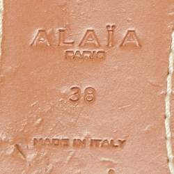 Pre Owned Alaia White Leather Bombe Flat Ankle Strap Sandals Size 38