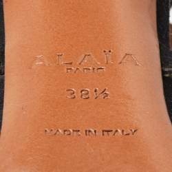 Pre Owned Alaia Black Suede  Mirror Embellished Strappy Caged Sandals Size 38.5