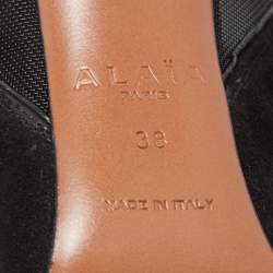 Alaia Black  Suede and Mesh Ankle Boots Size 38