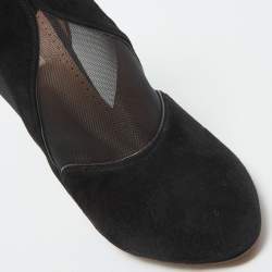 Alaia Black  Suede and Mesh Ankle Boots Size 38
