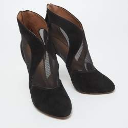 Alaia Black  Suede and Mesh Ankle Boots Size 38