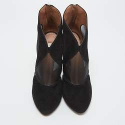 Alaia Black  Suede and Mesh Ankle Boots Size 38
