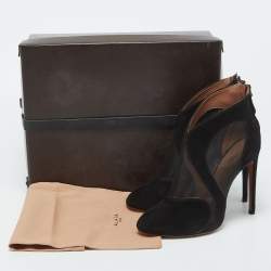 Alaia Black  Suede and Mesh Ankle Boots Size 38