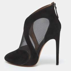 Alaia Black  Suede and Mesh Ankle Boots Size 38