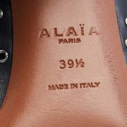 Pre Owned Alaia Black Leather Eyelet Zip Booties Size 39.5