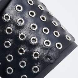 Pre Owned Alaia Black Leather Eyelet Zip Booties Size 39.5