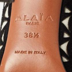 Pre Owned Alaia Black/White Floral Cut Out Suede Booties Size 38.5