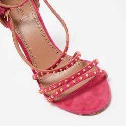 Alaia Pink Suede Studded Strappy Ankle Strap Sandals Size 39