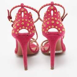 Alaia Pink Suede Studded Strappy Ankle Strap Sandals Size 39