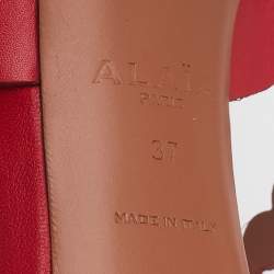 Pre Owned Alaia Red Leather Ankle Strap Sandals Size 37