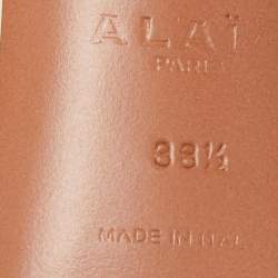 Pre Owned Alaia White/Black Laser Cut Patent Leather Strappy Sandals Size 38.5 