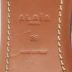 Pre Owned Alaia Black Leather Fringes Flat Sandals Size 38