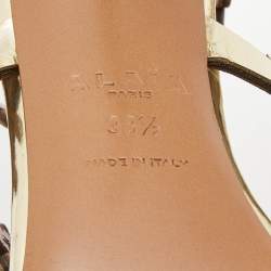 Pre Owned Alaia Gold Leather Strappy Sandals Size 38.5