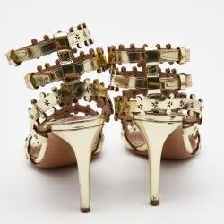 Pre Owned Alaia Gold Leather Strappy Sandals Size 38.5