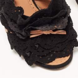 Pre Owned Alaia Black/Beige Suede Slip On Sandals Size 37