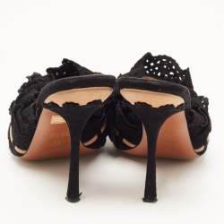 Pre Owned Alaia Black/Beige Suede Slip On Sandals Size 37