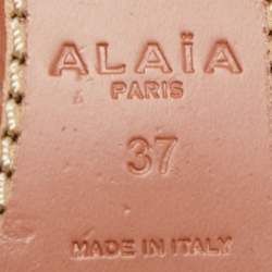 Alaia White Leather Flat Slides Size 37  